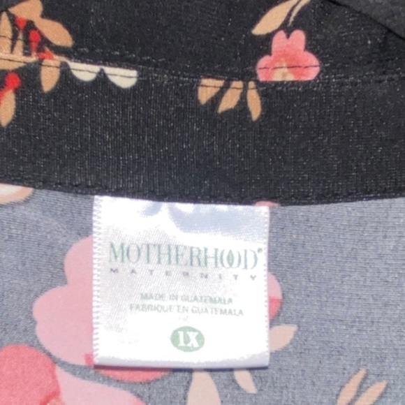 Motherhood Maternity Floral Midi Dress Size 1X Collared V Neck Back Tie - Picture 2 of 7